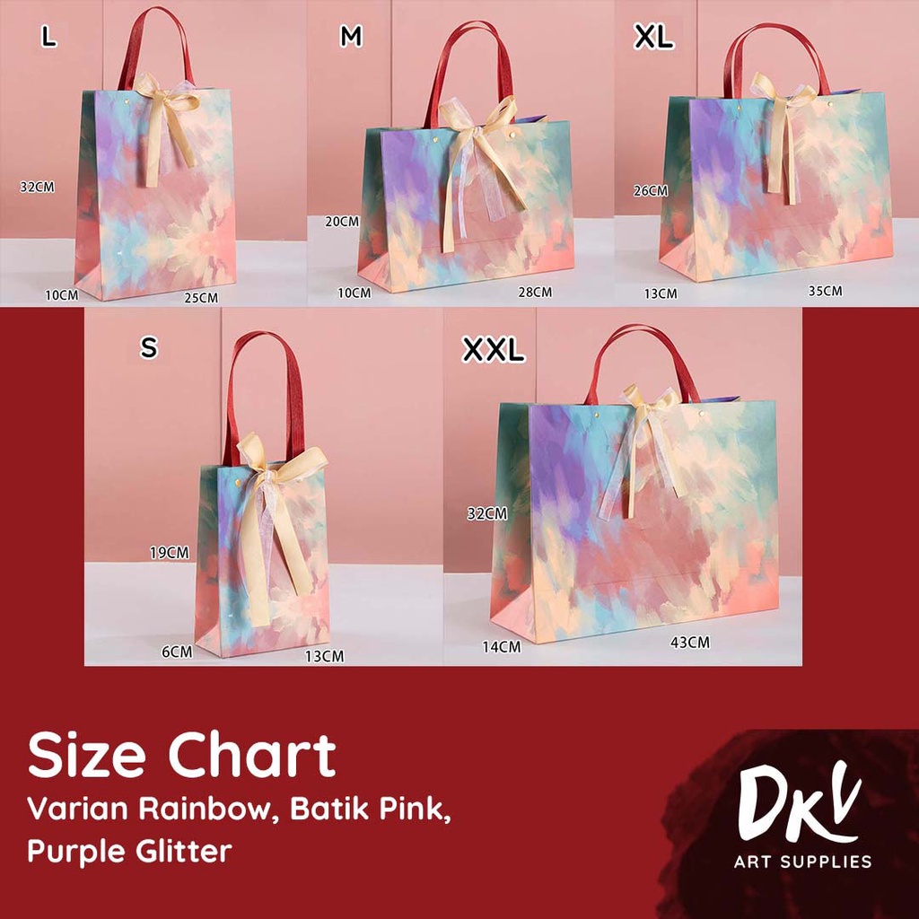 Kantong Tas Paperbag Paper Bag Besar Big JUMBO XXL Kertas Karton With Ribbon dengan Pita Motif Aneka Warna Warni Untuk Kado Hadiah Gift Premium