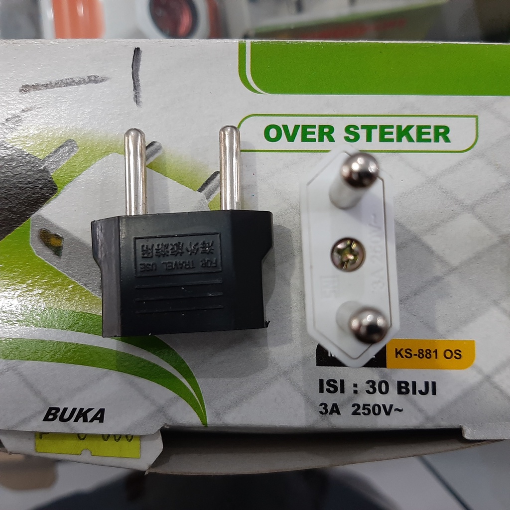 OVER STEKER COLOKAN KINGSUN /CONVERTER SAMBUNGAN BATOK CHARGER GEPENG KE BULAT ORIGINAL