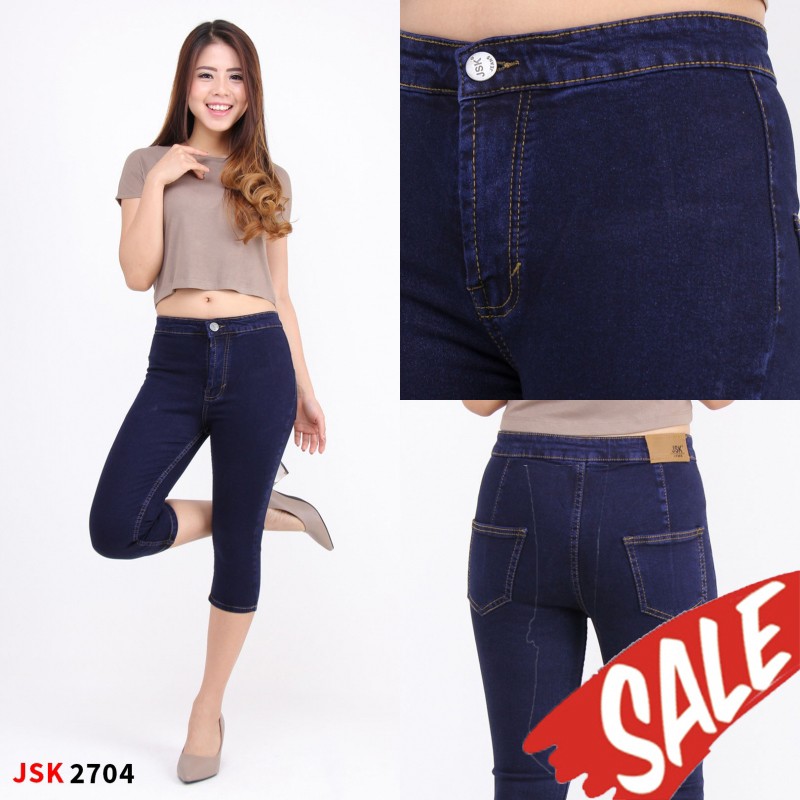 CELANA JEANS 7/8 BIRU DONGKER WANITA