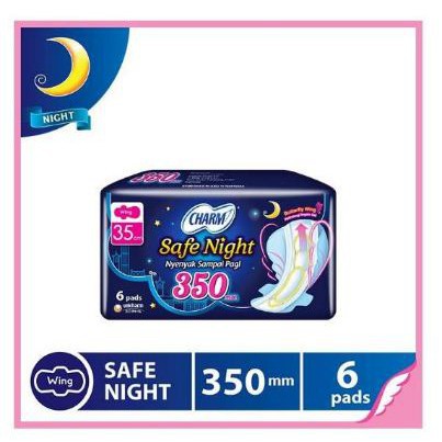 Charm Safe Night Wing 350mm Pembalut Wanita 35cm /6 Pads - bloramart