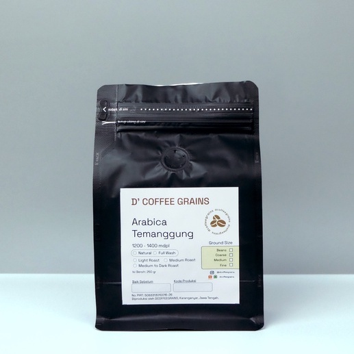 

Arabica Temanggung Full Wash Roasted 250 gr - (Biji Kopi/Kopi Bubuk)