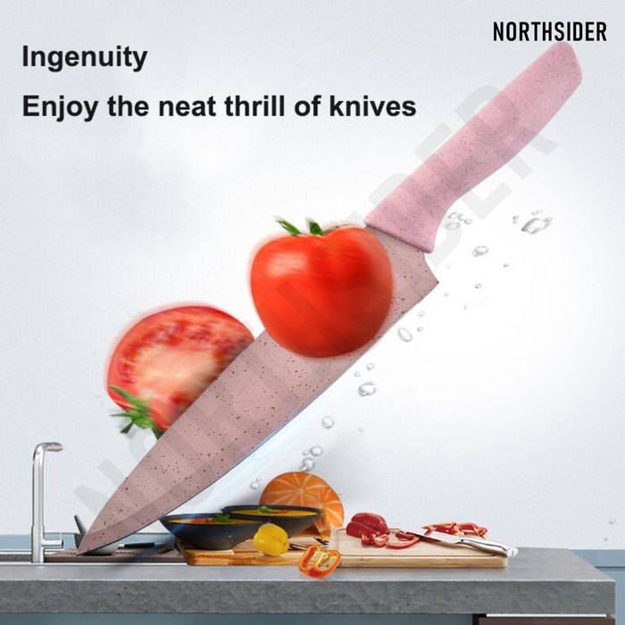 PISAU DAPUR SET 6 PCS | KITCHEN KNIFE CORRUGATED COLORFUL ER-0278 promo