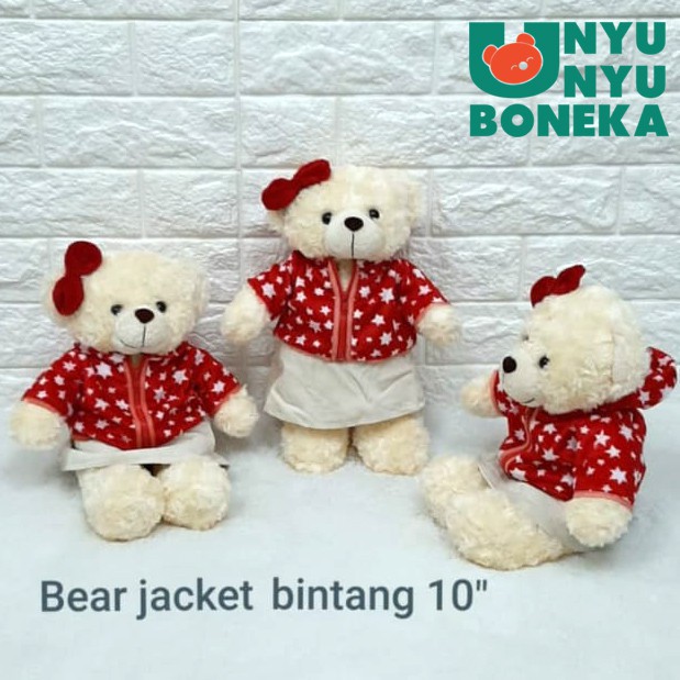 Boneka Teddy Bear Jacket natal merry Christmast Souvenir kado beruang