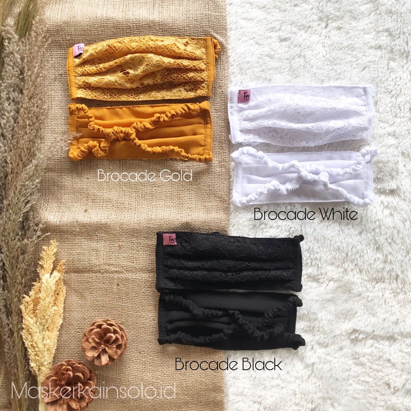 Masker Serut Brocade Bolak Balik Lapis 2