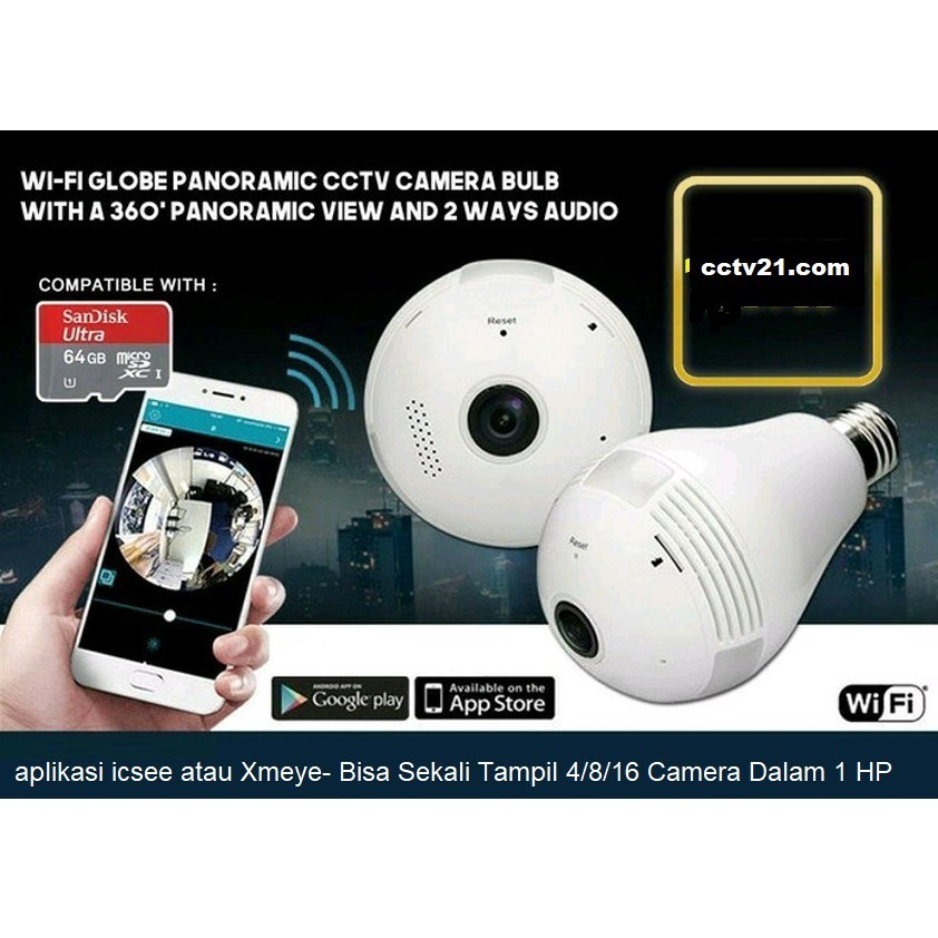 IP Wifi Smart Camera Bohlam With Bluetooth Speaker - Colour White 360 derajat 2Way Audio