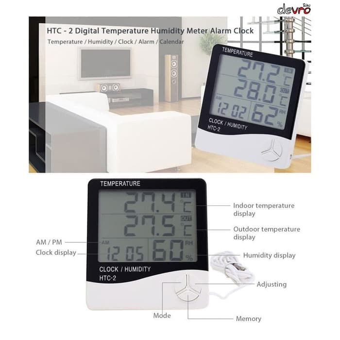 [BAYAR DITEMPAT] Termometer Ruangan Digital Thermometer Hygrometer HTC 2 HTC2 Murah