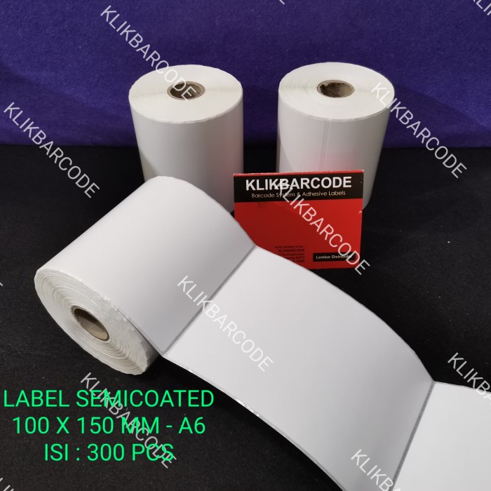 

LABEL BARCODE 100 X 150 mm KERTAS STICKER LABEL SEMICOAT 100x150-300Pc