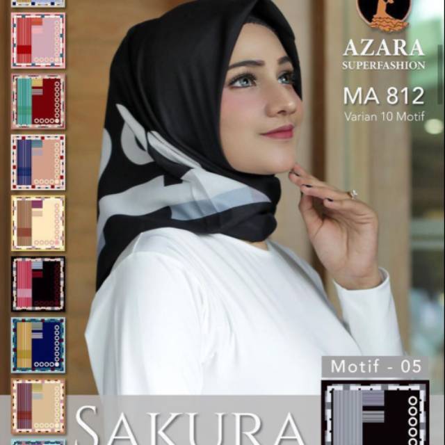 Jilbab segiempat motif / segi empat motif katun azara motif-2