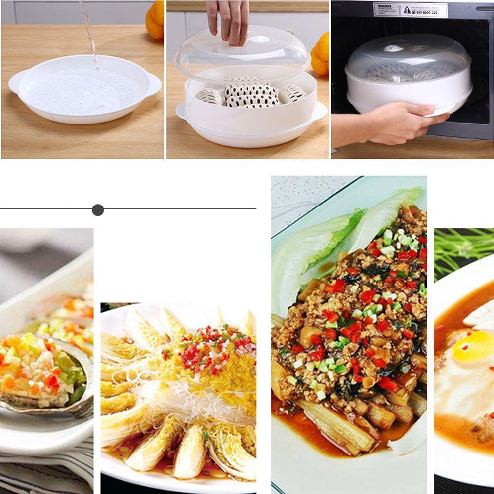 Populer1per2 Lapis Oven Microwave Spesial Steamer Banyak Ukuran Bao Bun Perlengkapan Dapur Keranjang Dengan Tutup