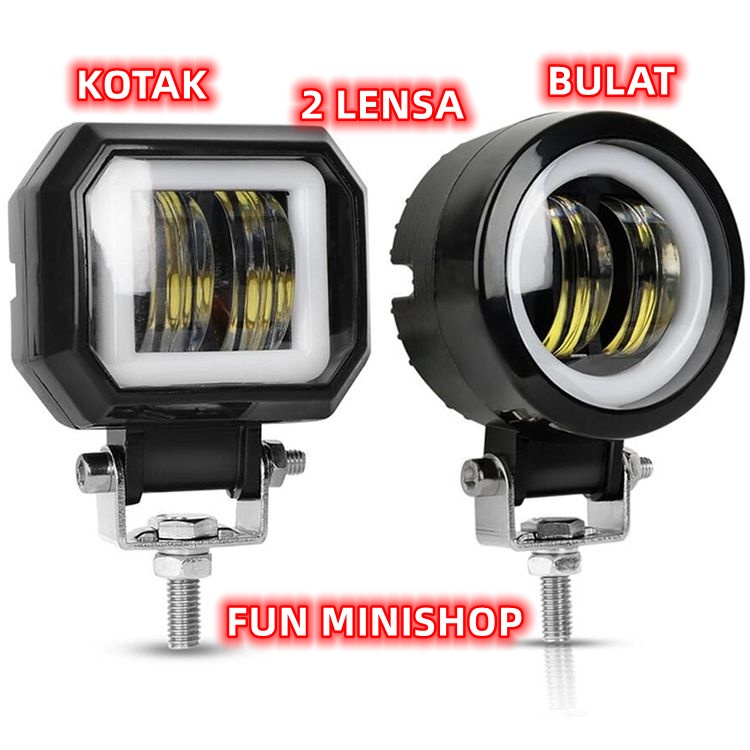 Lampu tembak sorot motor led 2mata lensa Lampu motor mobil DAYMAKER 20W