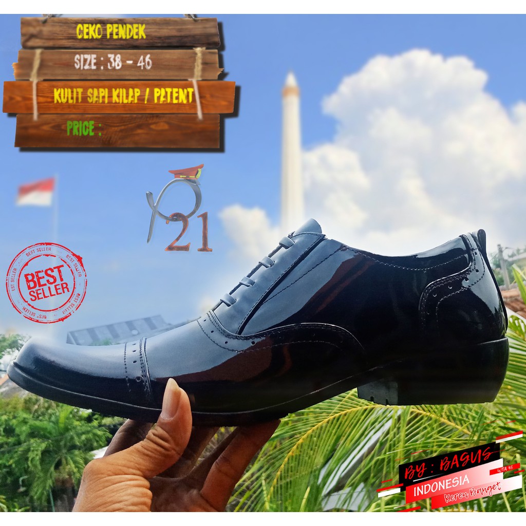 SEPATU P21 PDH PDL / CEKO PENDEK FULL KILAP / SEPATU PRIA / SEPATU POLRI