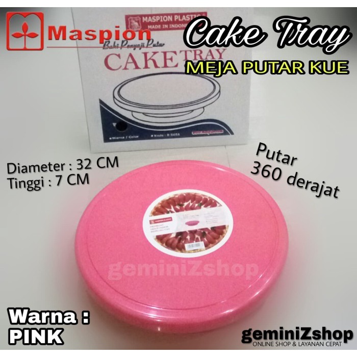 

KUE-PENGHIAS-ALAT- MASPION CAKE TRAY / MEJA PUTAR KUE PINK -ALAT-PENGHIAS-KUE.