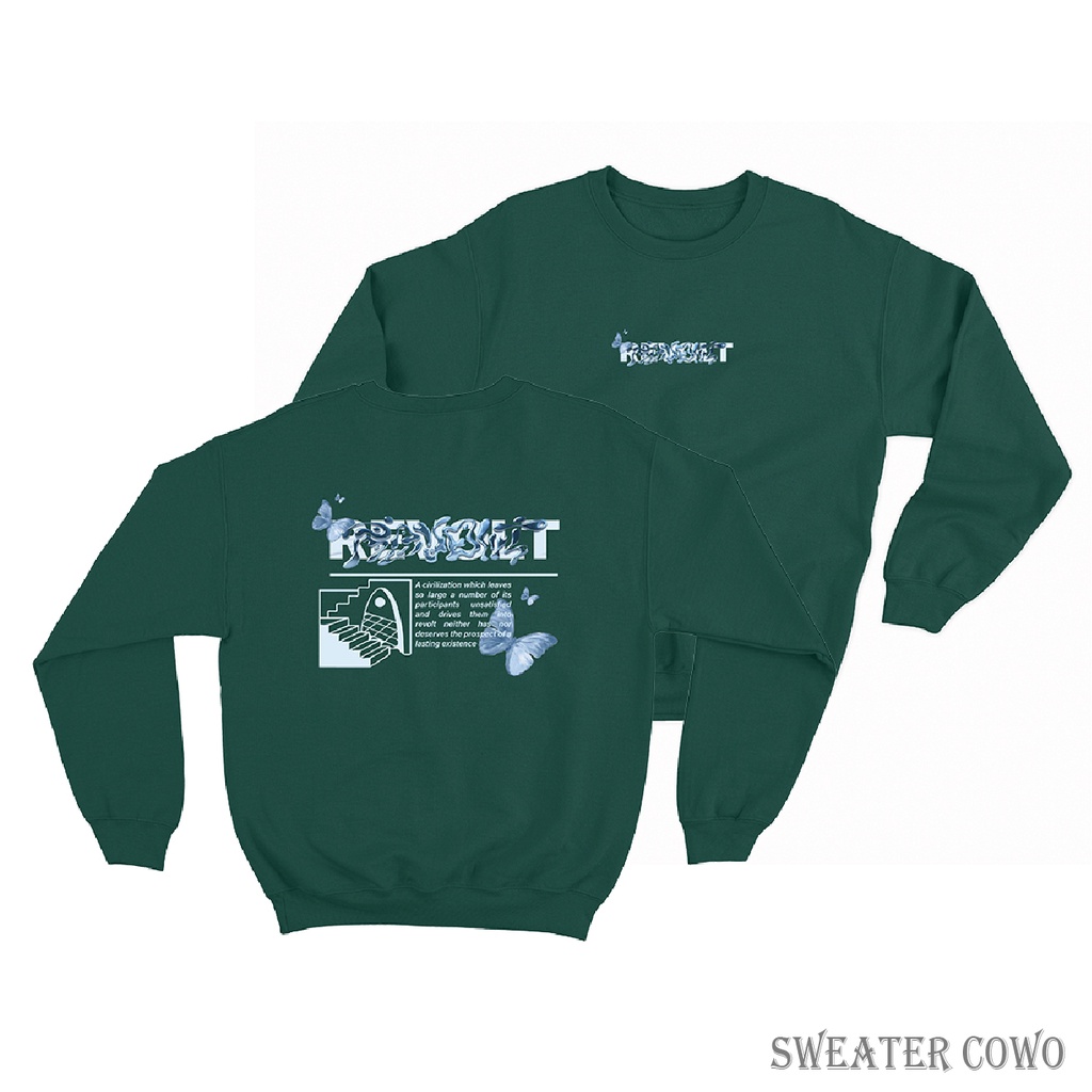 Sweaterpolos Basic Sweater REVOLT ( Sablon ) Unisex Pria &amp; Wanita