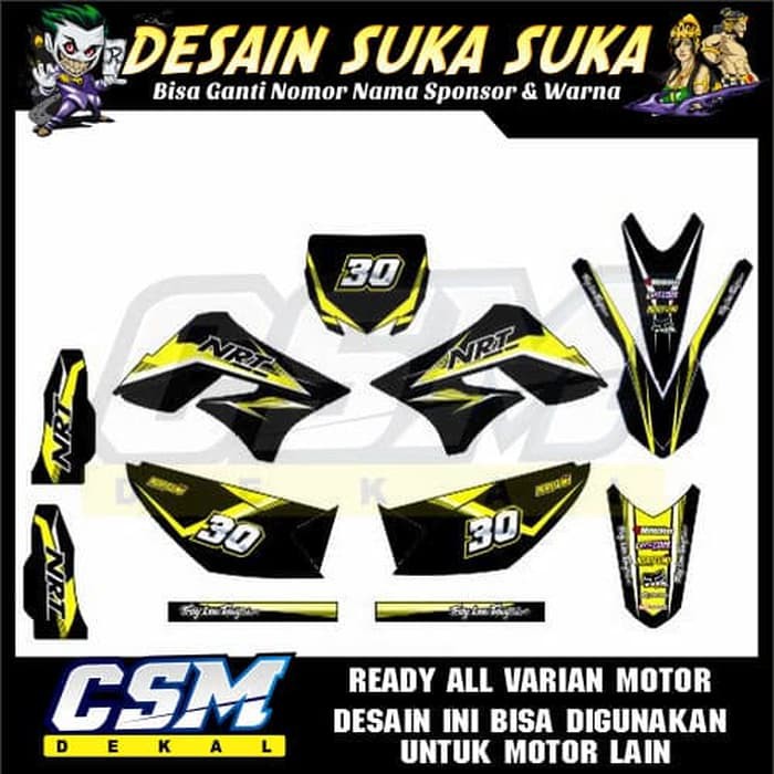 142 DEKAL DECAL MOTOR KLX 150 DTRACKER OLD L S STIKER STICKER STRIPING BODY KUNING