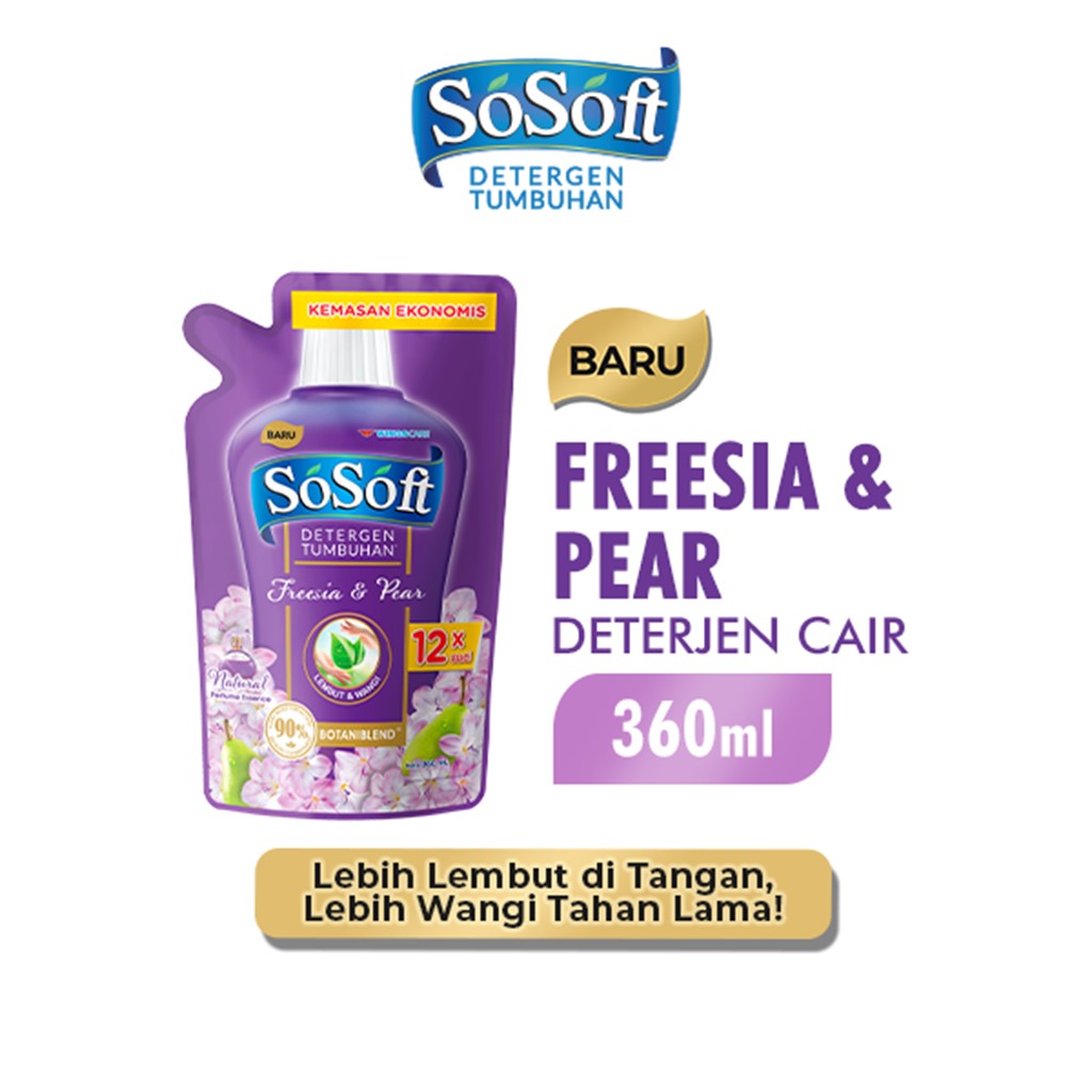 Sosoft Deterjen Cair Freesia &amp; Pear Pouch 360 ml