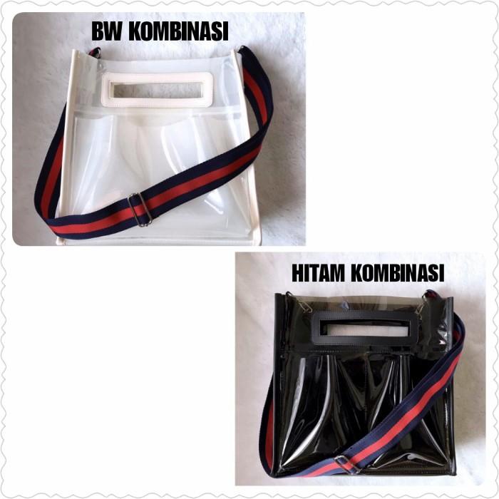 Tas Rachel Transparant Mika Jelly Tebal PVC Anti Corona Premium Hitam