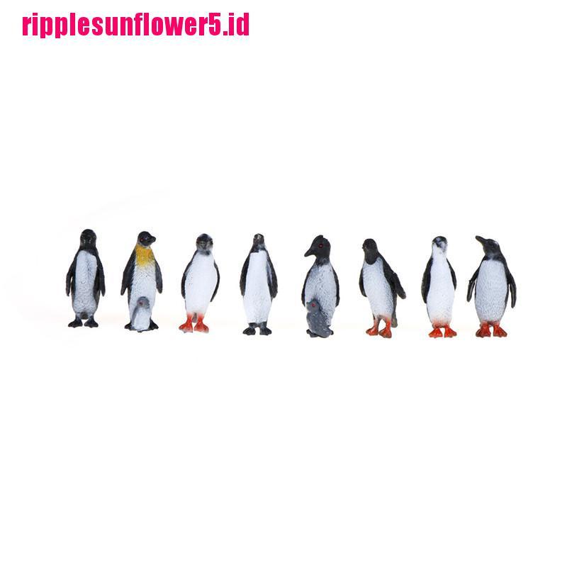 8pcs / set Action Figure Penguin Laut Kecil Bahan Plastik