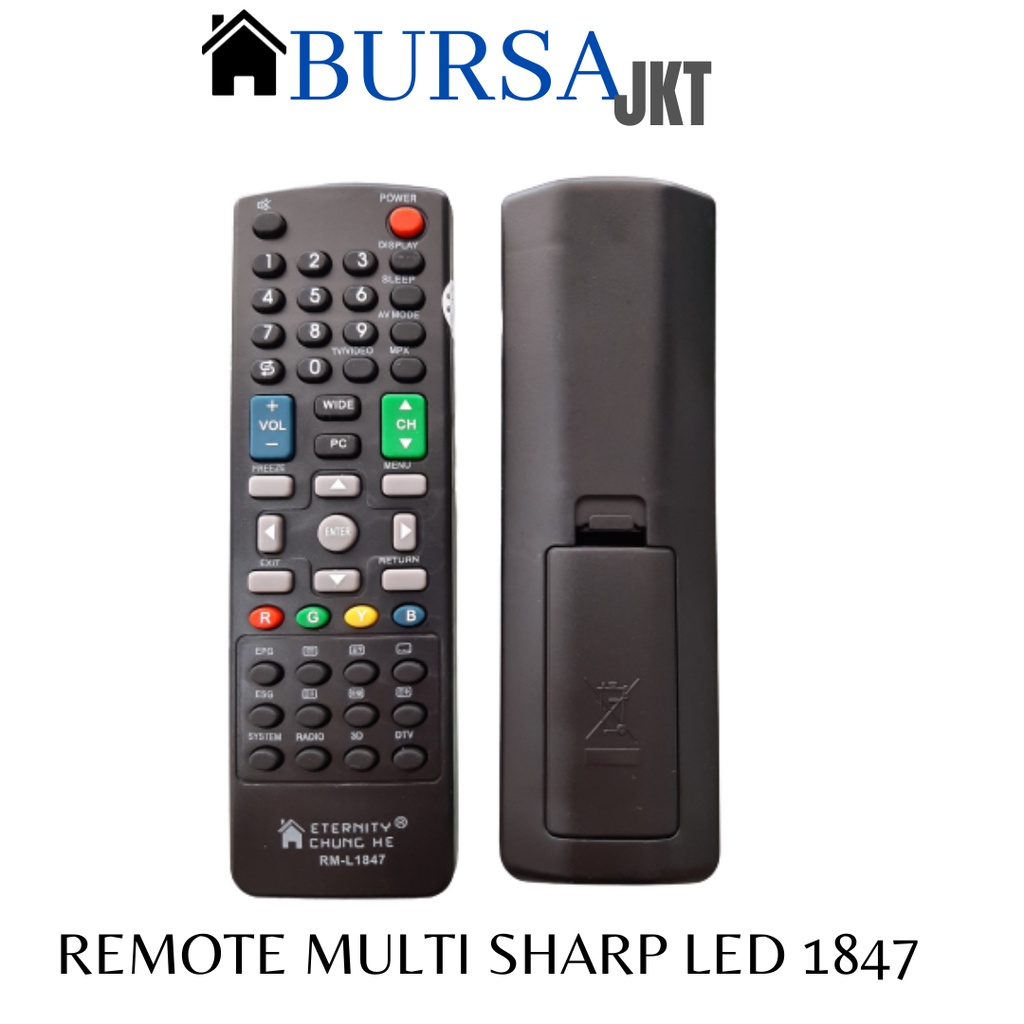 REMOTE TV SHARP MULTI TABUNG  LCD LED ABU LENGKAP