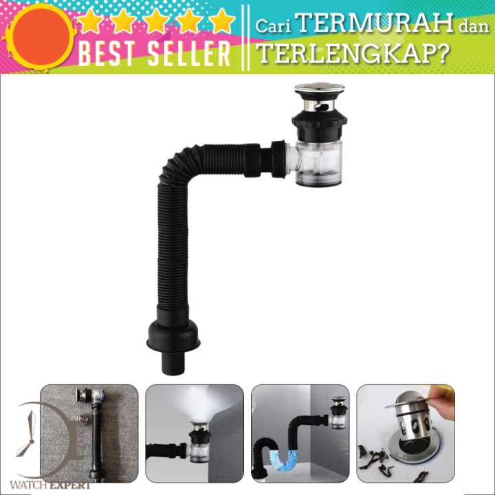 Bisa COD Saringan Lubang Bak Cuci Piring Sink Strainer Filter Anti Bau with Pipe - LOWESW DS380