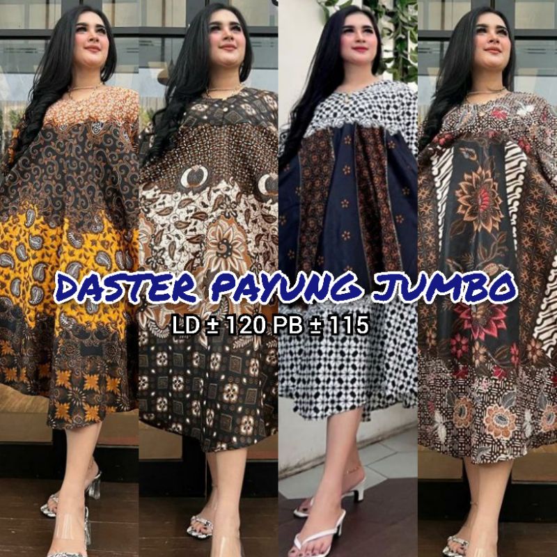 Daster Payung Jumbo Bisa Untuk Busui Bumil Kancing Depan Lengan Pendek Motif Batik Kekinian