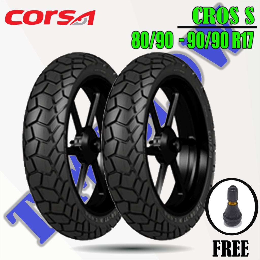 Paket Ban Motor Moped (Motor bebek) // CORSA CROSS S 80/90 - 90/90 Ring 17 Tubeless