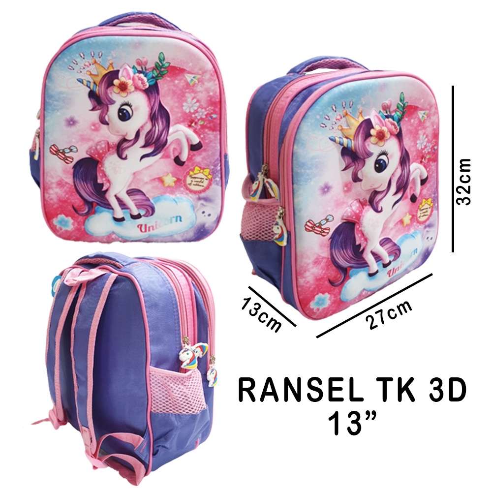 PROMO 10.10 RANSEL TIMBUL TERMURAH Tas Anak Sekolah TK Perempuan LILAC MAHKOTA LILY 3D TIMBUL IMPORT