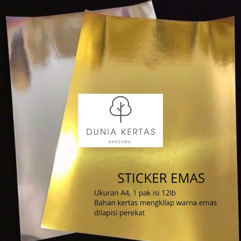 

Sticker emas A4 high quality 1 pak ISI 12 lembar