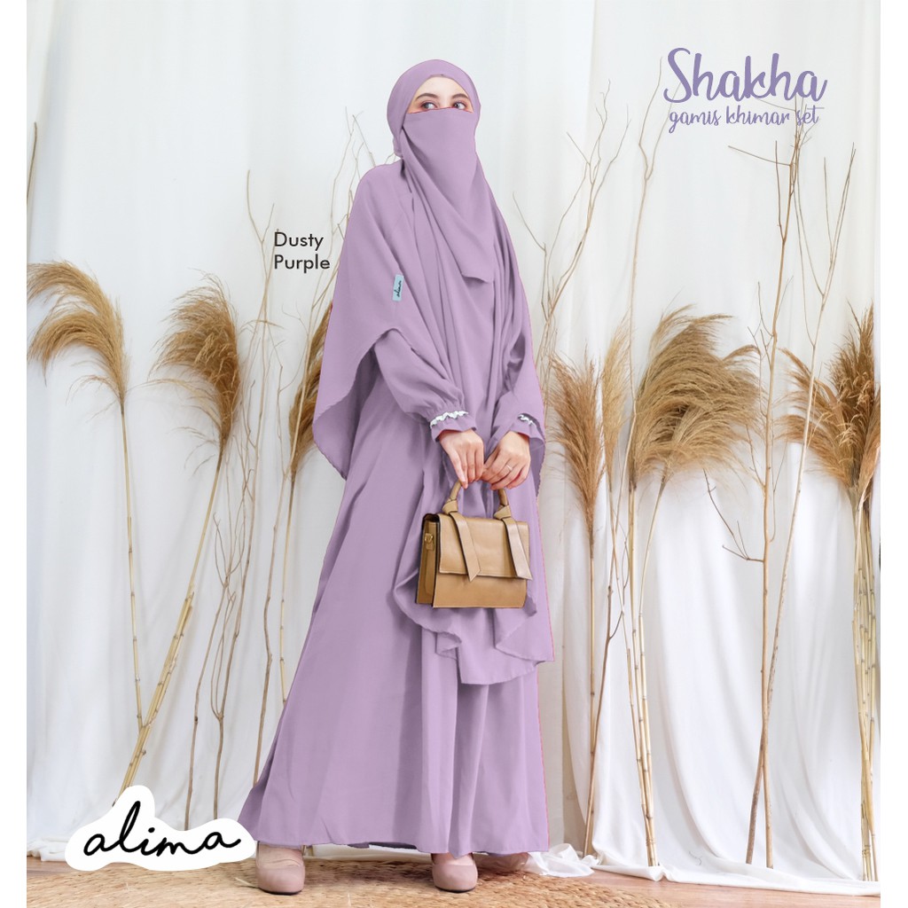 Gamis Set French Khimar Cadar Menyatu Anti Gerah Shakha Set | Shopee