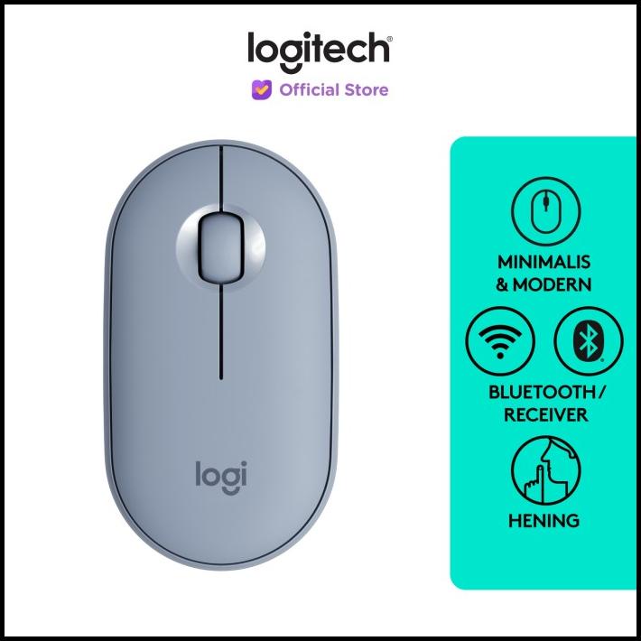 Logitech Pebble M350 Mouse Wireless Bluetooth Slim Silent - Blue