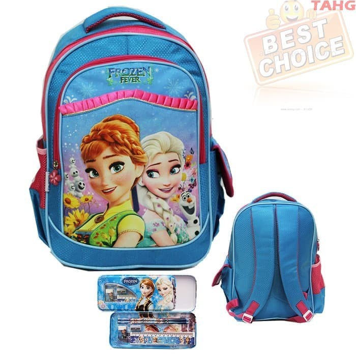 

Tas Ransel Frozen Fever Pita Renda Ukuran Besar SD + Kotak Pensil Set