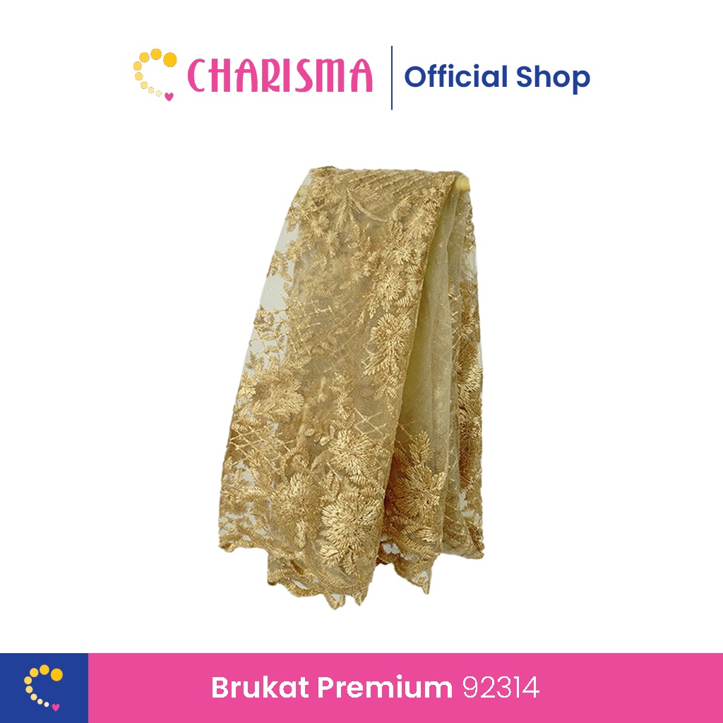 Charisma Bahan Kain Brukat Premium - Brukat Bunga Emas - 92314