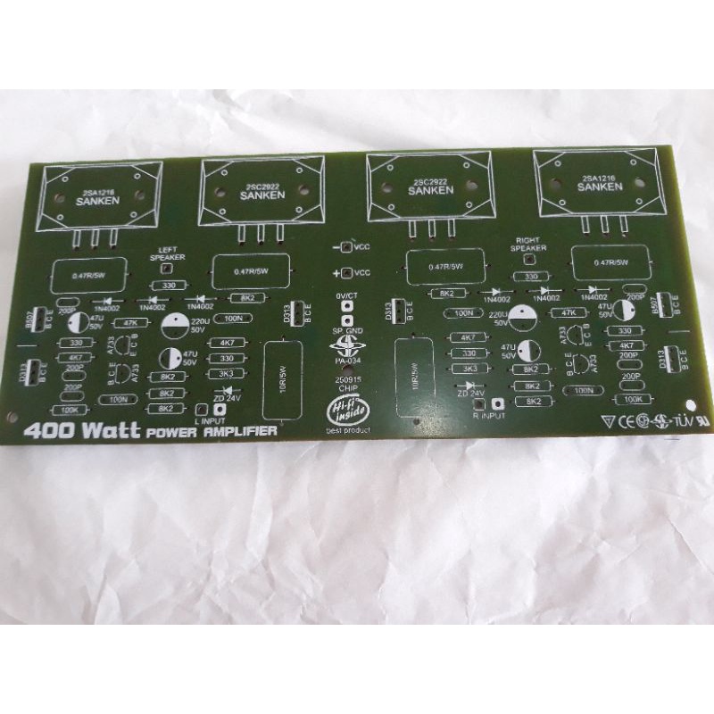 Pcb Power Amplifier Sanken 400W stereo PA 034