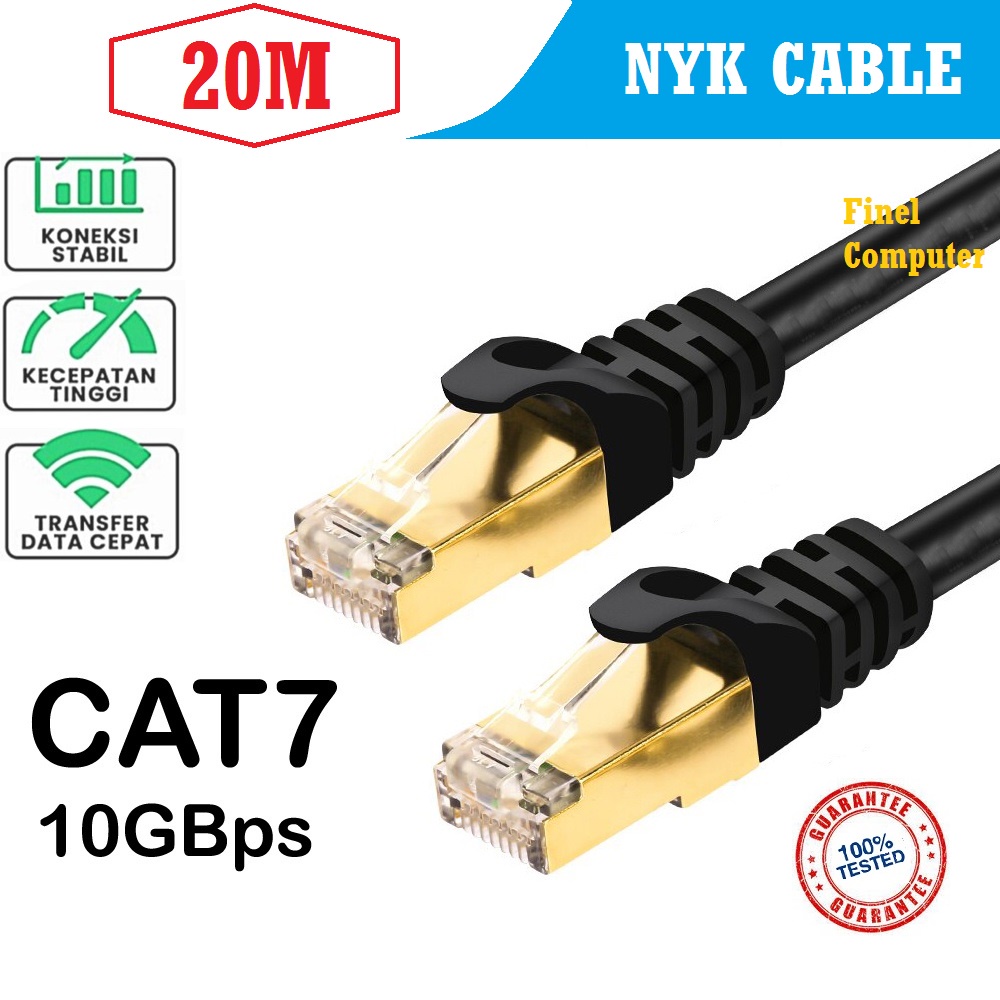 KABEL LAN Cat 7 NYK 20 Meter gold plated original Cable lan cat7 20m