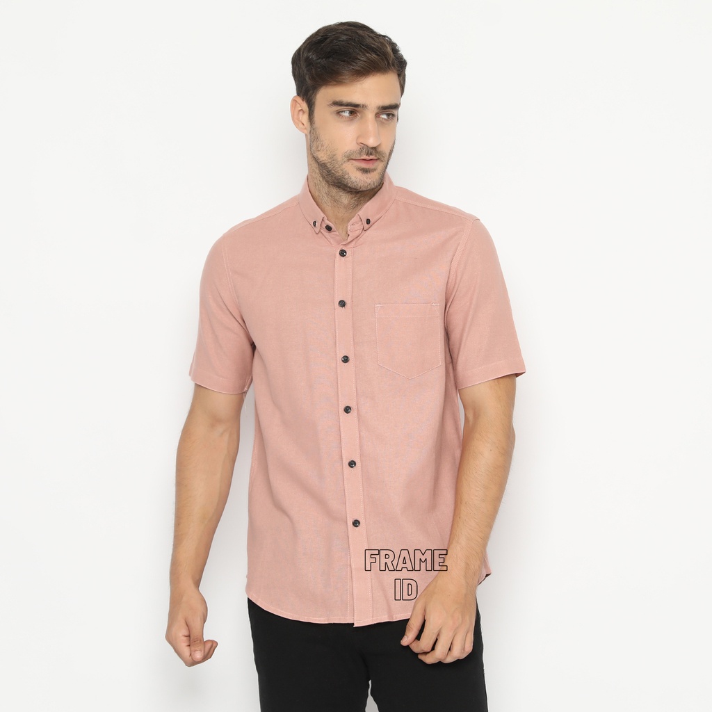 KEMEJA POLOS PRIA LENGAN PENDEK WARNA BIRU MINT