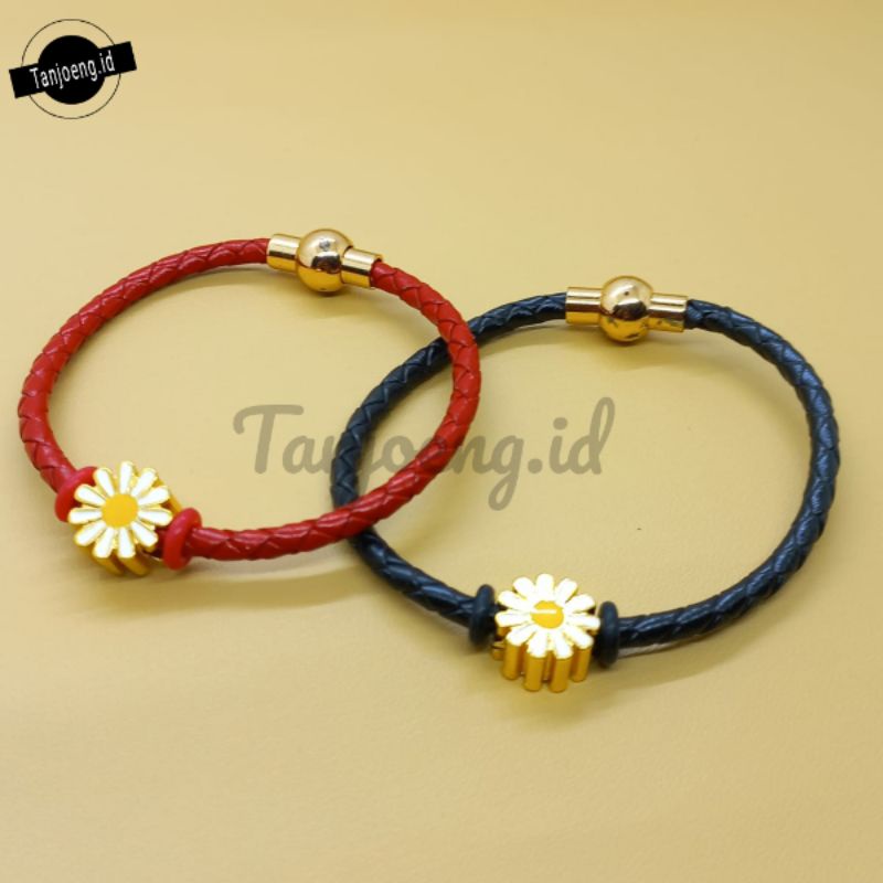 Gelang Tali Wanita Bunga Daisy Gelang Kulit Xuping Wanita Gelang Liontin Bunga