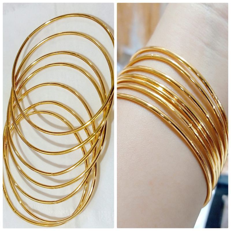 Gelang Keroncong Model Polos Titanium Lapis Emas