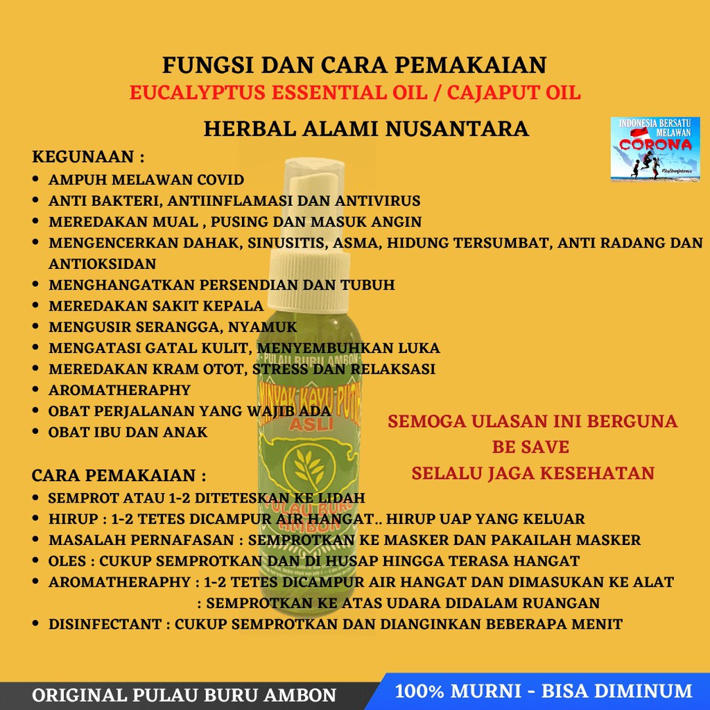 Minyak Sereh Asli Pulau Buru Ambon / Murni 100% Original / Botol Spray