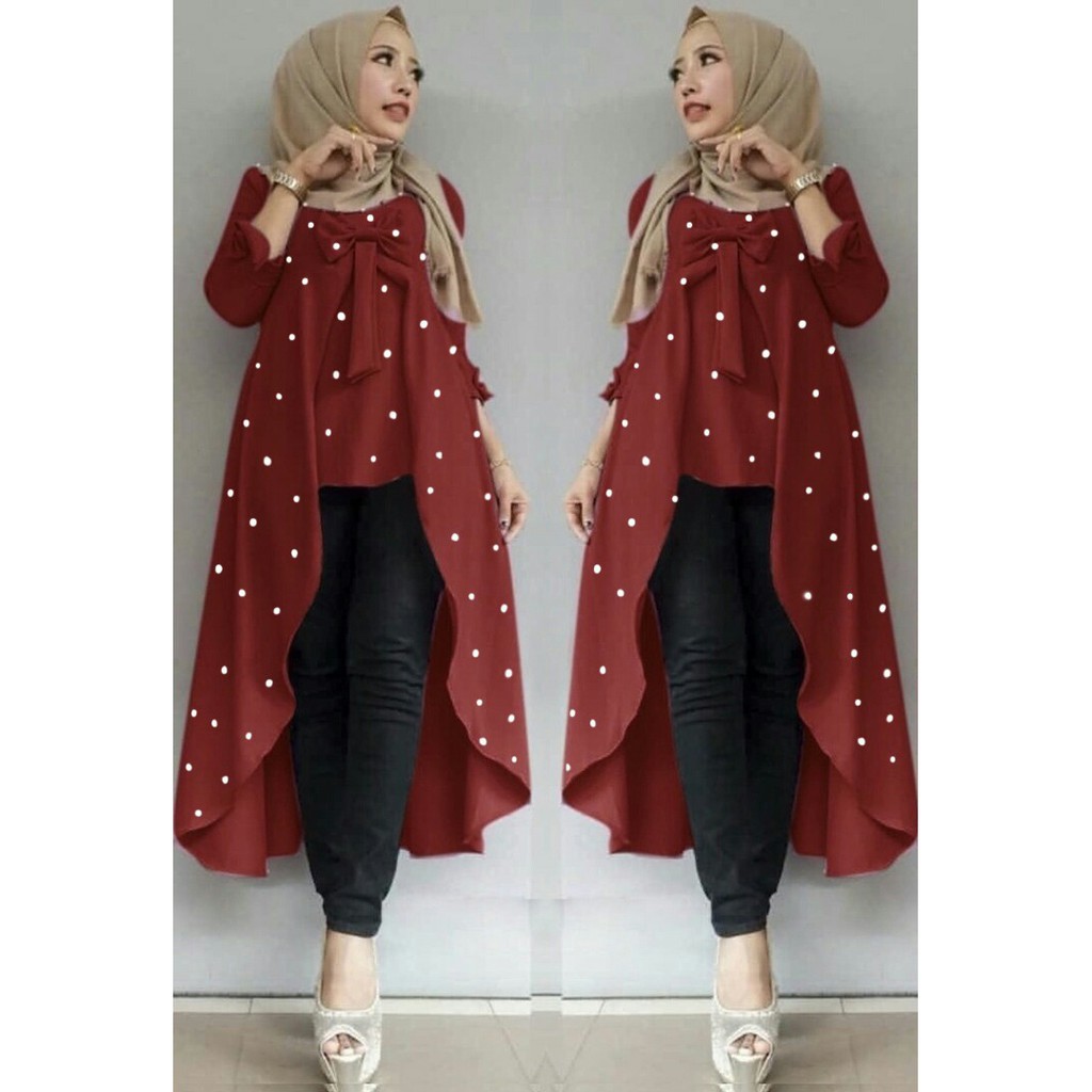 [Tunix Viane Mutiara RO] Tunik wanita crepe Varian warna