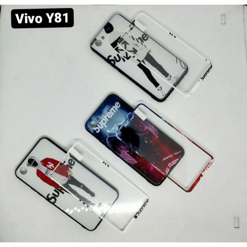 Fuze softcase vivo Y81 Y81C motif supreme plus tempered glass 3D