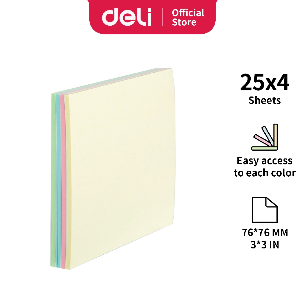 

Deli Memo tempel - Note Pad 76 101mm 3 x3 Perekat yang kuat dan tahan lama EA01802