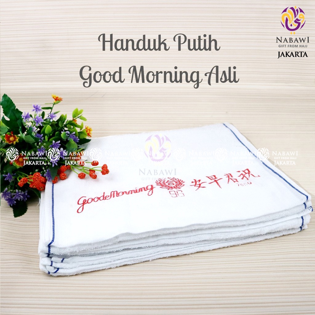 Handuk Good Morning Handuk Biasa / Handuk Original Olahraga Handuk Wajah Perlengkapan Haji dan Umroh Jakarta