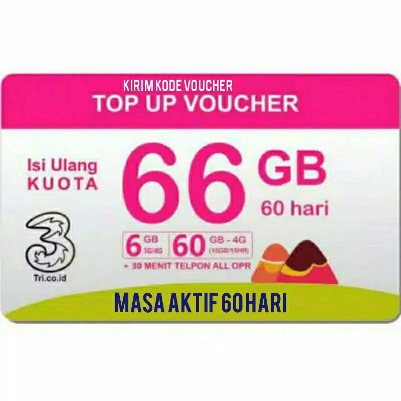 TRI 66GB 60 HARI KIRIM KODE VOUCHER LIMITED STOCK