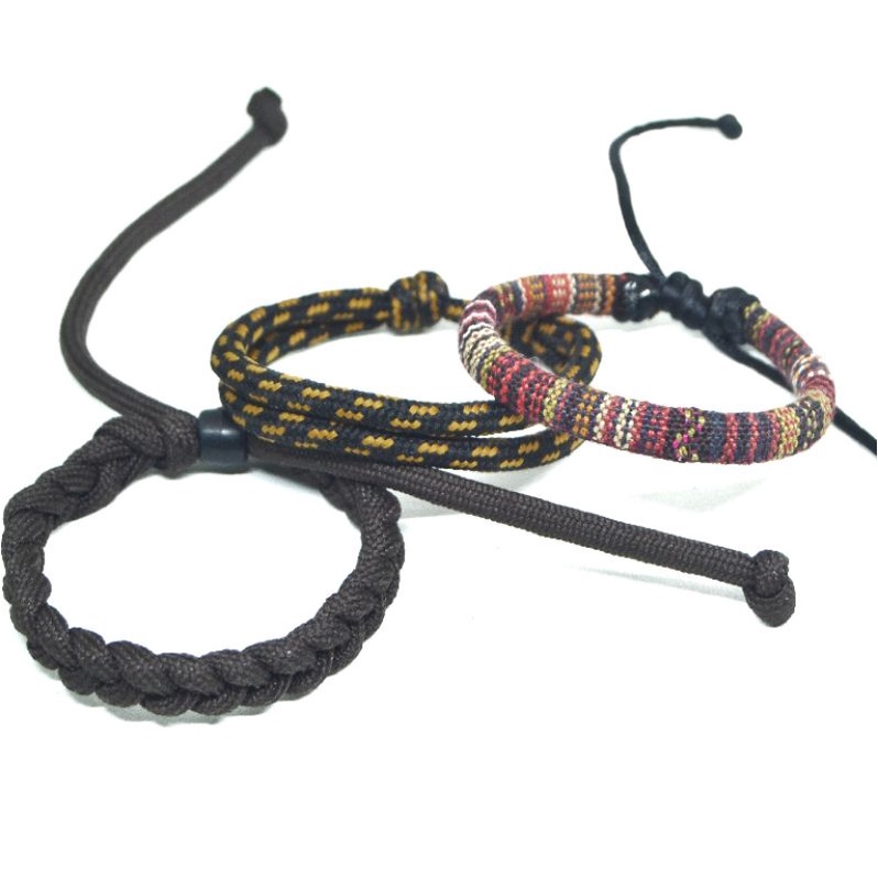 Gelang Tumpuk Pria Prusik Paracord Keren Warna Coklat