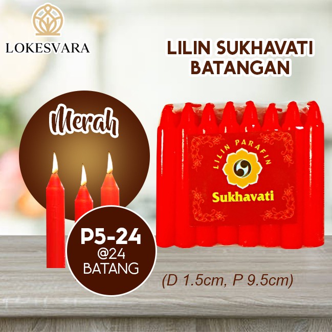 Lilin Sembahyang Parafin Sukhavati P5-24 Merah