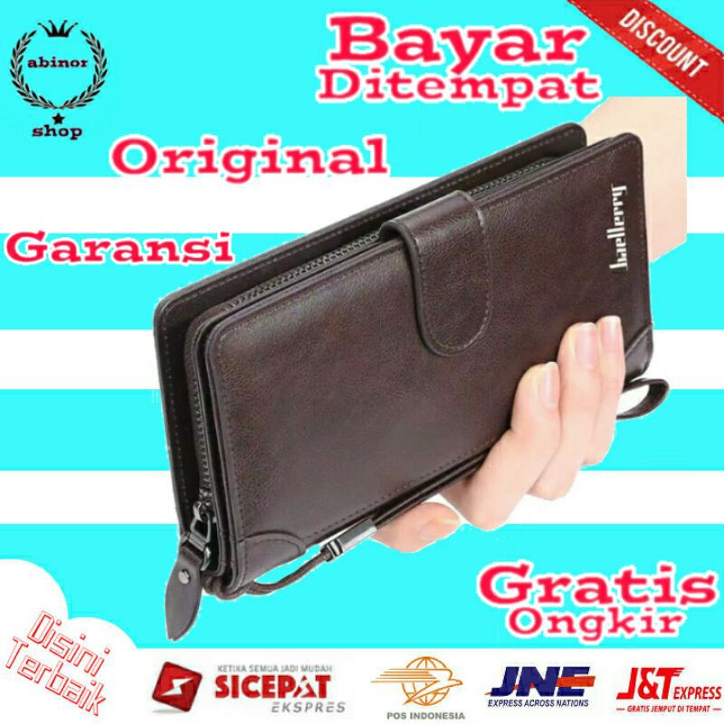 Dompet Pria Wanita BAELLERRY ORIGINAL Dompet Panjang Lipat uang Kulit asli Besar import COD JA 126