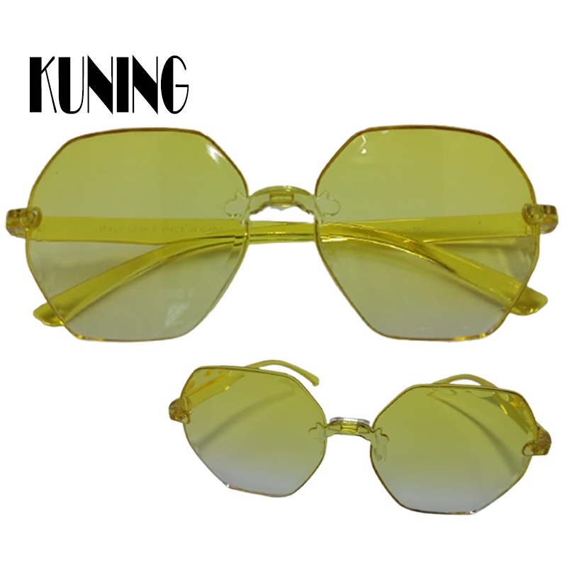 NEW! Kacamata Hitam Gaya Lensa Gradasi dua Warna Fashion Heksagonal Kacamata Wanita Pria Rimles Tak Berbingkai/ Lensa Multi Warna /8 Warna Opsional /Women Sunglasses Kacamata Ombre Kacamata Murah