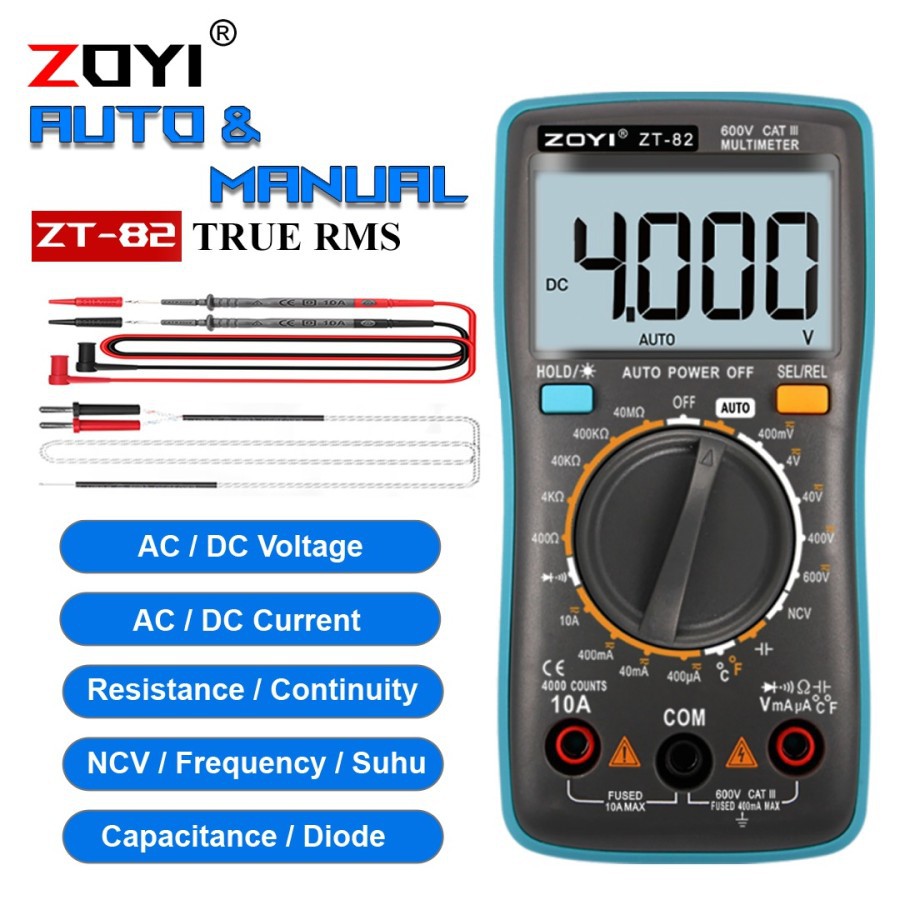 Zoyi ZT-82 Multitester Multimeter Avometer Capasitor Mikrofarad NCV