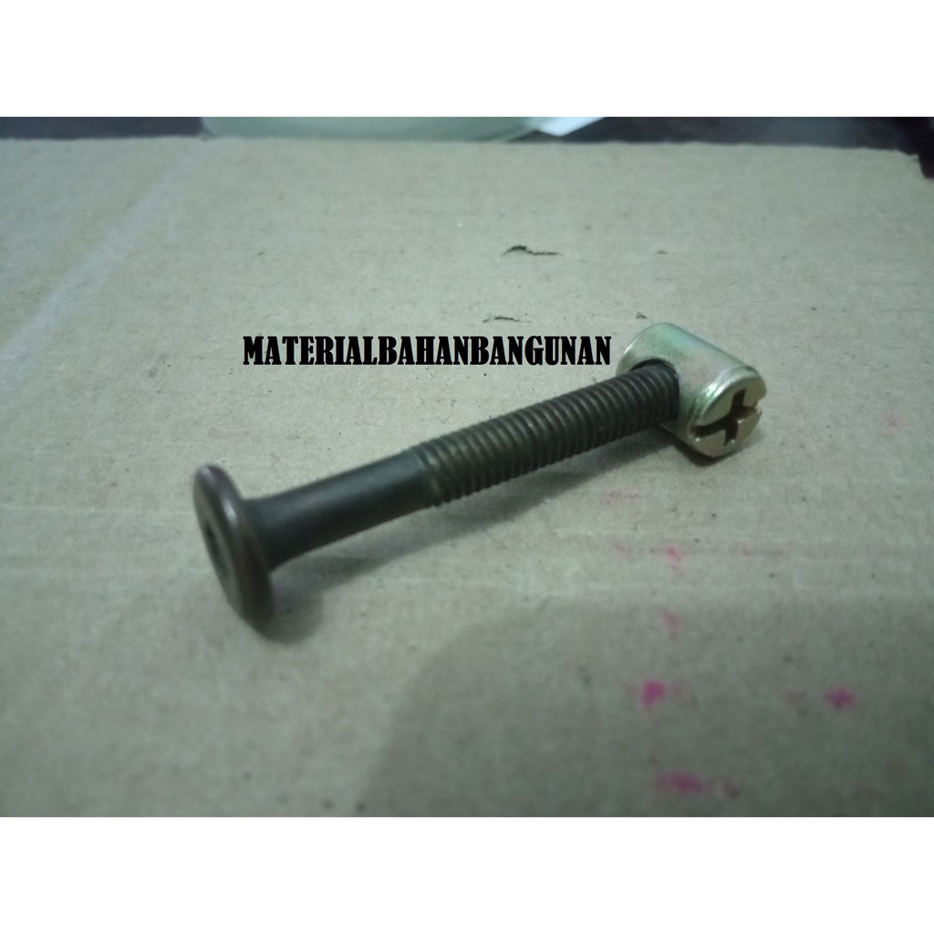 Mur Baut Ligna JCBC M 6 x 40 mm Knock Down Bolt HItam Kepala Kunci L Mur Baut Furniture