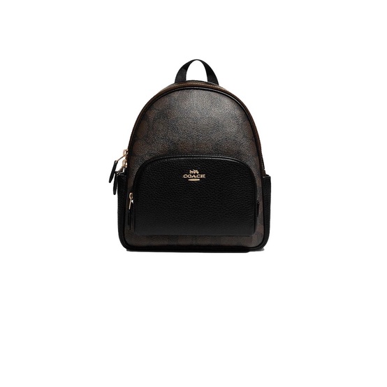 Coach Mini Court Backpack In Signature Brown Black (C8604)