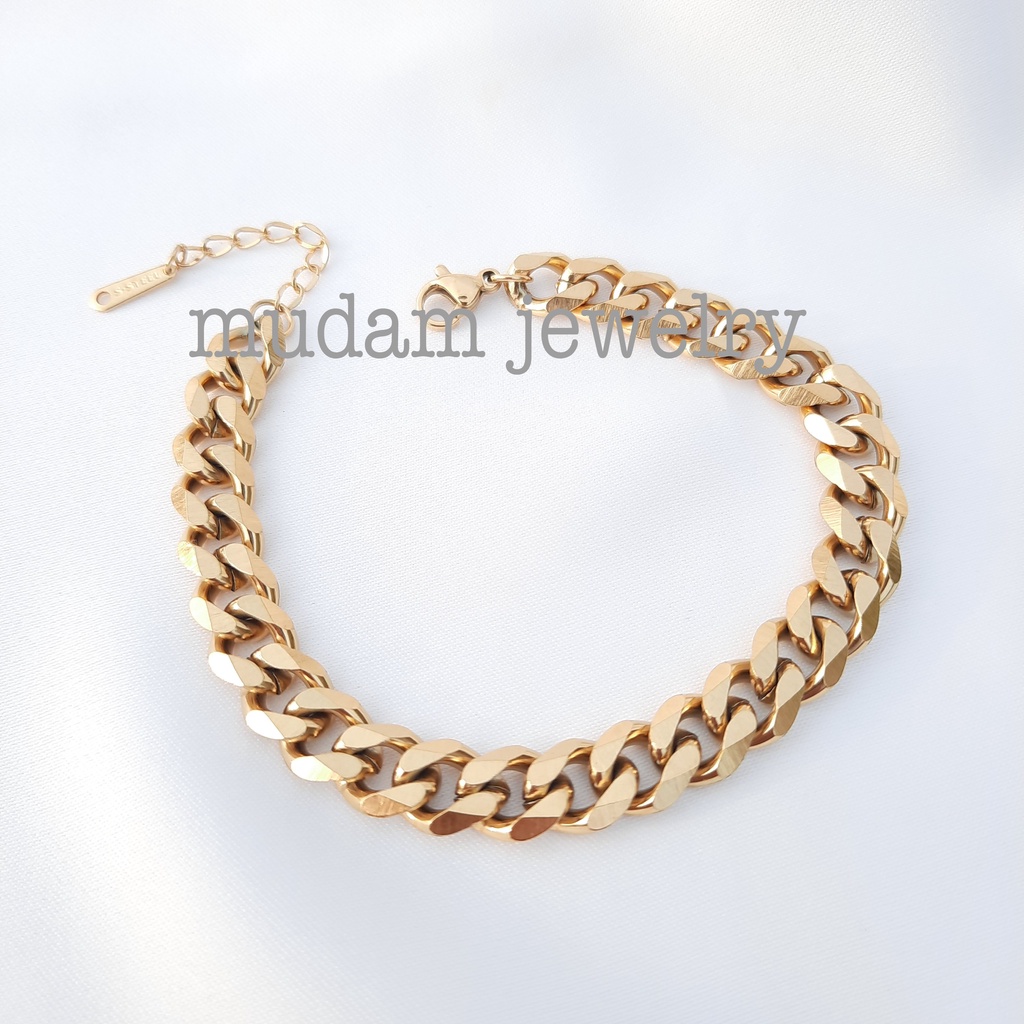 Gelang Tangan Untuk Pria dan Wanita Rantai Lebar 0,8cm Titanium Model Polos